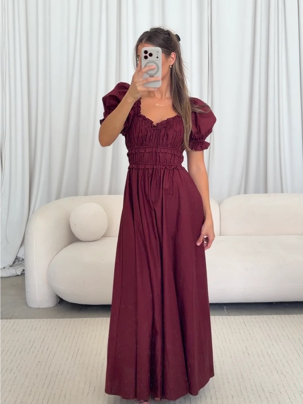 Sydnee Cotton Maxi Dress in Burgundy